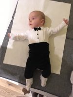 Baby Jungen Kinder Strampler Anzug Smoking Gentelman Geschenk Geburt Taufe 74 80 